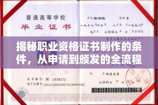 高港揭秘职业资格证书制作的条件，从申请到颁发的全流程解析