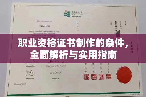 高港职业资格证书制作的条件，全面解析与实用指南
